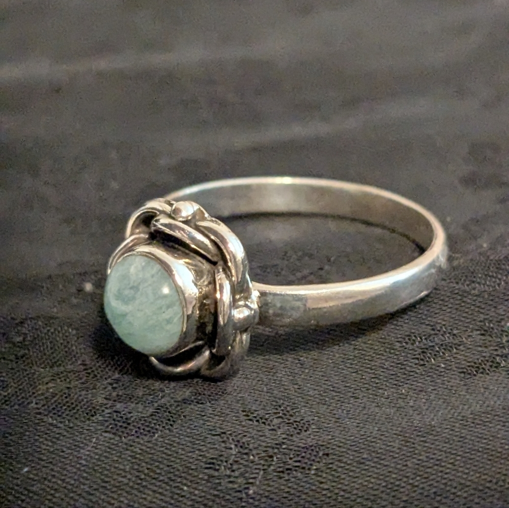 🆕 Artisan 925 Solid Sterling Silver Ring Genuine Natural Aventurine Ring Size 9 - Picture 2 of 5